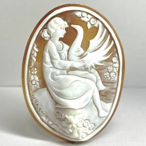 ●シェルカメオ9.5g●m 47.5ct 約60.0×45.0mm 貴婦人 CAMEO 花 アンティーク stone 繊細 ルース 宝石 物