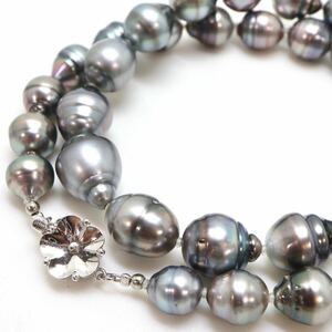 ●K14WG南洋黒蝶真珠ネックレス●M 53.8g 48cm 8.5-12.0mm珠 パール pearl necklaces silver ジュエリー DH0/EB0