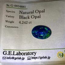 ●天然ブラックオパール4.242ct●a約14.1×10.2mmソーティング付 ルース 裸石 宝石 ジュエリーjewerly opal EH6 テEE0_画像4