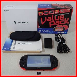 1円〜 動作品 PSVITA プレイステーション・ヴィータ 本体 PCH-2000 レッド/ブラック バリューパック 箱説付 SONY ソニー【10