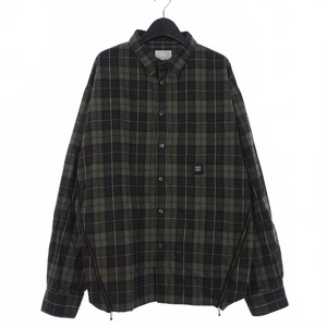 モッドワールド MOD WRLDZIPPER FLARE FLANNEL LS SHIRTS CHECK チェックシャツ サイドジップ 長袖 XL マルチカラー メンズ