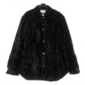 ジルサンダー JIL SANDER 22AW crushed-velvet shirt jacket ベロアシャツ ジャケット 48 黒 ブラック J21BN0012J80002 メンズ