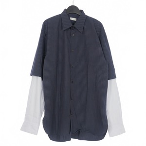 未使用品 ドリスヴァンノッテン DRIES VAN NOTEN 23AW CARLE M.W レイヤードシャツ 長袖 M 紺 ネイビー 020701-7326-509 メンズ