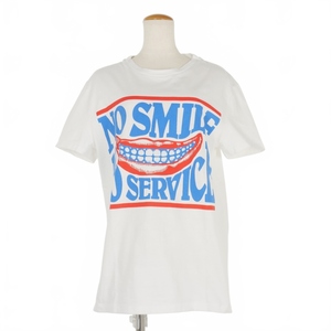 ステラマッカートニー STELLA McCARTNEY NO SMILE NO SERVICE プリントTシャツ 半袖 L 白 ホワイト レディース