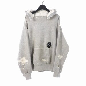 セントマイケル SAINT MICHAEL 24SS HOODIE DOUBLE FACE ダブルフェイス フーディー パーカー ダメージ加工 L グレー系 SM-YS8-0000-039