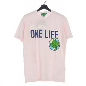 未使用品 ディースクエアード DSQUARED2 22SS ONE LIFE ONE PLANET クルーネック Tシャツ カットソー 半袖 M ピンク S78GD0058 国内正規