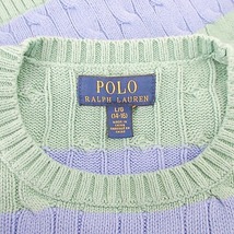 ポロ ラルフローレン POLO RALPH LAUREN 美品 近年モデル キッズ ケーブルニット セーター 長袖 ボーダー コットン 青 緑 14-16 0312_画像6