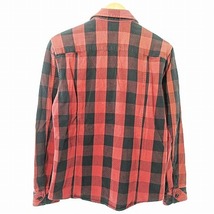 バーバリーブラックレーベル BURBERRY BLACK LABEL シャツ 長袖 ノバチェック コットン 赤 黒 2 0313 メンズ_画像2