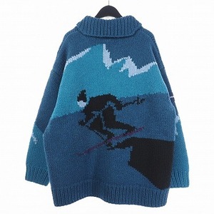 ディセンダント DESCENDANT 20AW SKI COWICHAN KNIT BLUE スキー カウチン ニット ジャケット ジップ ウール 3 ブルー 青