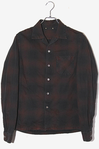 マインデニム Ombre Check Denim Open Collar Shirts オンブレチェック デニム オープンカラーシャツ 長袖シャツ 2 BROWN ブラウン 2008-50