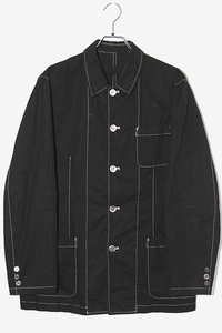 COMME des GARCONS HOMME コムデギャルソンオム AD2002 製品染め ステッチジャケット カバーオール M BLACK ブラック HF-J044 /● メンズ