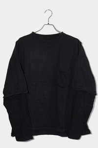bukht ブフト LAYERED LONG SLEEVE T-SHIRT レイヤード 長袖Tシャツ カットソー 3(L) BLACK ブラック BB-55101 /◆ メンズ