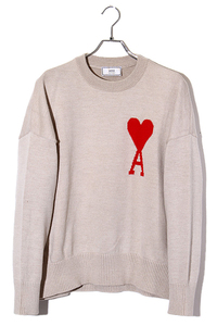 ami alexandre mattiussi アミ アレクサンドル マテュッシ SIZE:M ハートロゴ クルーネック ニット セーター BEIGE ベージュ E20HK010.002