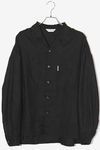 COOTIE クーティー Bandana Jacquard Open-Neck L/S Shirt バンダナ ジャカード 総柄 オープンカラー 長袖シャツ L BLACK ブラック CTE-19S