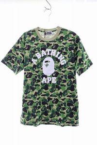 アベイシングエイプ A BATHING APE ABC CAMO COLLEGE TEE M サイズ GREEN カモ カレッジ ロゴ Tシャツ 半袖 グリーン 緑 迷彩 240301