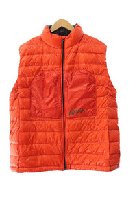  naan gaNANGA AERIAL DOWN VEST PACKABLE aerial down vest pa Cub ruXL orange brand old clothes bektoru* 240302 men's 