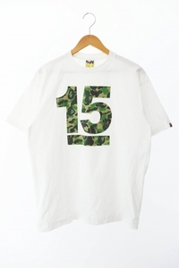 アベイシングエイプ A BATHING APE NOWHERE 15周年 記念 カモ柄 プリント 半袖Tシャツ L 白 ホワイト ブランド古着ベクトル 中古240304 メ