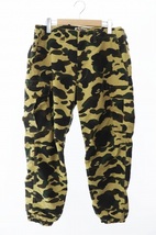 アベイシングエイプ A BATHING APE 1st CAMO NYRON PANTS ファースト カモ柄 ナイロン パンツ 001PTF701006X L イエロー ベージュ_画像1