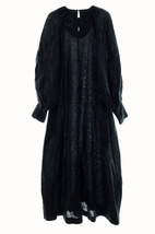 コズミックワンダー COSMIC WONDER 17CW17293 Linen Oxford geometry sleeves dress リネン ドレス 黒／1【ブランド古着ベクトル】240326_画像2