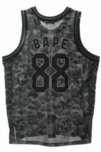 アベイシングエイプ A BATHING APE Basketball Tank Top BLACK 2XL 001CSF801008X バスケットボール タンクトップ ブラック カモ柄 ベイプ2_画像1