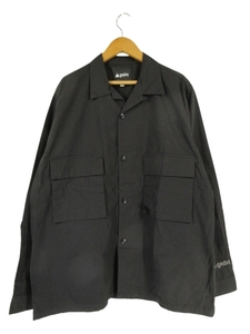 gRon グローン シャツ 開襟シャツ 長袖 無地 シンプル ポケット ブラック size3 QQQ メンズ