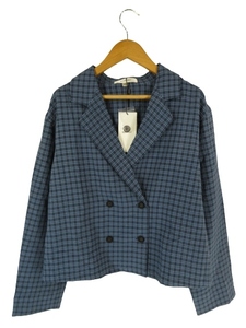 unused goods Moussy moussy jacket double long sleeve short check pattern blue sizeF QQQ lady's 