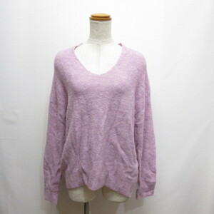 a-*ve*ve standard Michel Klein a.v.v standard long sleeve V neck knitted pull over S purple purple lady's 