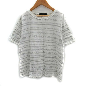レイジブルー RAGEBLUE Tシャツ カットソー 半袖 ラウンドネック ネイティブ柄 L 白 ホワイト グレー /SM17 メンズ