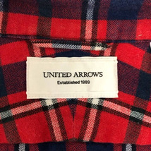 ユナイテッドアローズ UNITED ARROWS シャツ カジュアルシャツ ウール混 チェック 長袖 L 赤 レッド 白 ホワイト 紺 ネイビー レディース_画像3