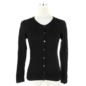  Ined INED knitted cardigan long sleeve round neck thin wool plain 9 black black tops /BT lady's 