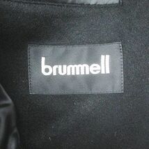 ブランメル brummel ロング丈 カシミヤ ステンカラーコート L 黒系 ブラック 比翼ボタン ポケット 裏地 メンズ_画像3