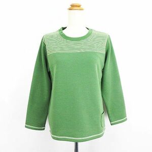 未使用品 Green Courtyard Velmeille Tシャツ カットソー 長袖 クルーネック 部分ボーダー M グリーン ※EKM レディース