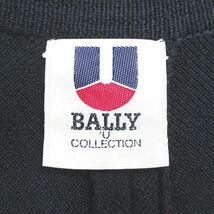 バリー BALLY 長袖 カーディガン ニット ミディアム丈 前開き M 黒系 ブラック ポケット 綿 コットン 無地 レディース_画像3