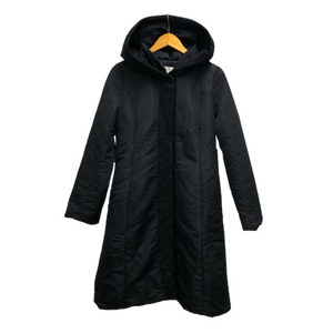 エムプルミエ ブラック M-Premier BLACK コート 中綿コート フーデットコート レース ミディアム丈 無地 長袖 38 紺 ネイビー レディース