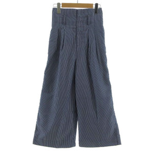  Cecil McBee CECIL McBEE pants wide pants tuck high waist waist rubber stripe navy series navy blue series white S