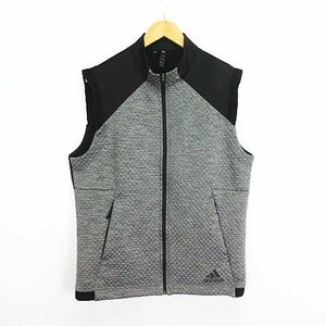 アディダス adidas フルジップベスト ハイネック 切替 ロゴ COLD.DRY O グレー×ブラック ゴルフウェア ※EKM メンズ