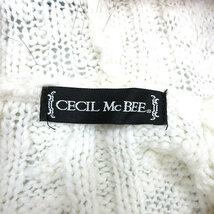 セシルマクビー CECIL McBEE ファー付き フード アクリル ニット ポンチョ 白 ホワイト M レディース_画像3