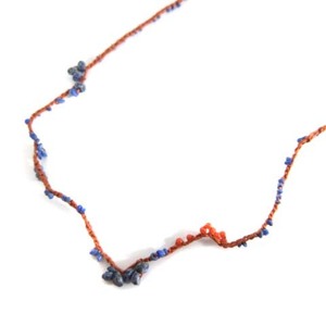  Jurgen Lehl JURGEN LEHL beads necklace pendant silk thread multicolor orange series lady's 