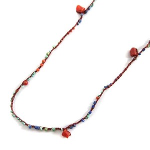  Jurgen Lehl JURGEN LEHL beads necklace pendant silk thread multicolor orange series lady's 