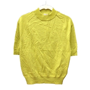  unused goods Dress Terior DRESSTERIOR knitted cut and sewn high‐necked short sleeves 38 yellow color yellow /MN lady's 