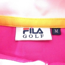 フィラ FILA GOLF スポーツウェア ポロシャツ 鹿の子 ハーフジップ ロゴプリント 半袖 M ピンク 白 ホワイト /YK レディース_画像6