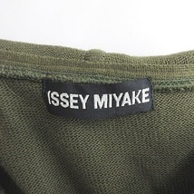 イッセイミヤケ ISSEY MIYAKE カーディガン 長袖 ドロップショルダー 綿 カーキ M メンズ_画像3