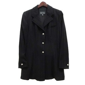 joru geo Armani GIORGIO ARMANI back pleat long tailored jacket stripe lining silk black black 46 large size 