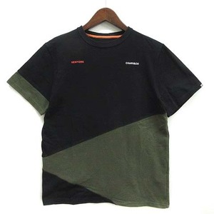 チャリアンドコー CHARI&CO ヘビーウェイト 切替 Tシャツ 半袖 クルーネック K-MODEL PACK SHORT SLEEVE TEE ブラック カーキ M メンズ