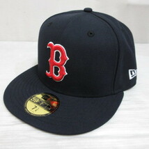 未使用品 ニューエラ NEW ERA 59FIFTY 5950 MLB ボストン レッドソックス ベースボール キャップ 帽子 7 1/4 57.7cm ネイビー 正規品_画像1