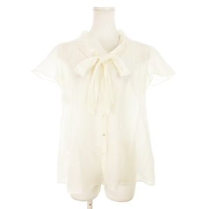 k Miki .k Kumikyoku KUMIKYOKU blouse shirt bow Thai short sleeves silk . silk . cotton sia- air Lee 2 light beige /AH6 * lady's 