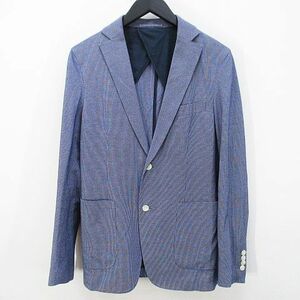 デザインワークス DESIGNWORKS シングル ジャケット 薄手 ブルー 青 総柄 背抜き 3P 綿 コットン メンズ