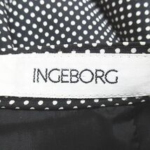 インゲボルグ INGEBORG 水玉 ドット ミモレ丈 台形スカート スカート 黒系 ブラック スリット ポケット リボン 裏地 レディース_画像3