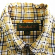 ティンバーランド Timberland シャツ 長袖 タータンチェック ロゴ 刺しゅう イエロー 黄 S ■GY31 メンズ_画像3