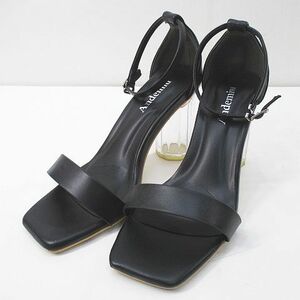 Anne temyuuAndemiu сандалии прозрачный каблук лодыжка ремешок M черный чёрный серия под кожу женский 